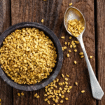 Image of Fenu Greek seeds in a bowl on table