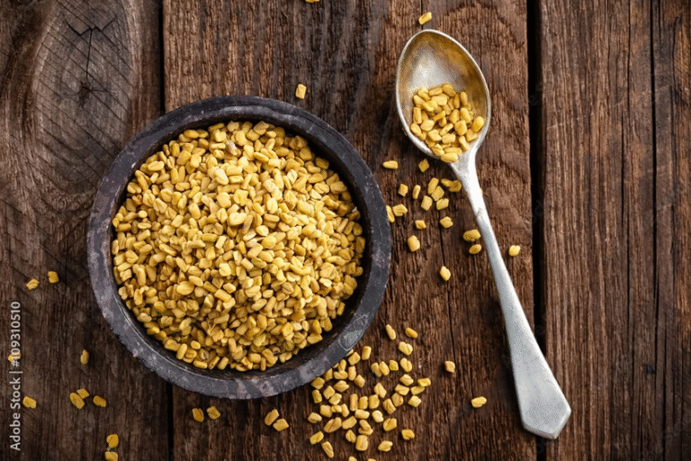 Image of Fenu Greek seeds in a bowl on table